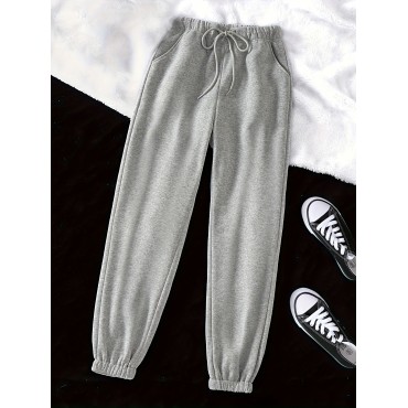 Solid Drawstring Pocket Joggers, Casual Elastic Waist Pants, Women's Clothing Solid Drawstring Pocket Joggers, Casual Elastic Waist Pants, Women's Clothing