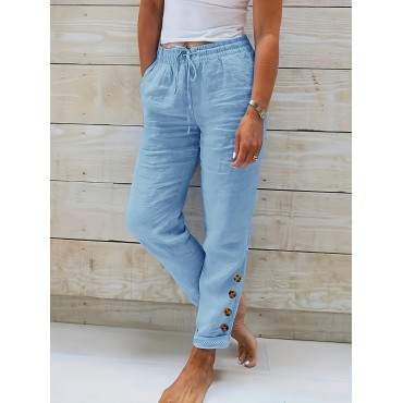 Solid Drawstring Wai...