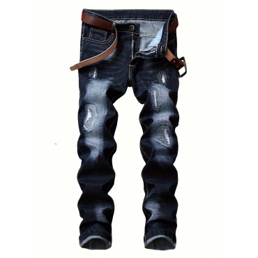 Men's Trendy Ripped Jeans Distressed Punk Men's Denim Pants Slim Streetwear Hiphop Jeans Men's Trendy Ripped Jeans Distressed Punk Men's Denim Pants Slim Streetwear Hiphop Jeans